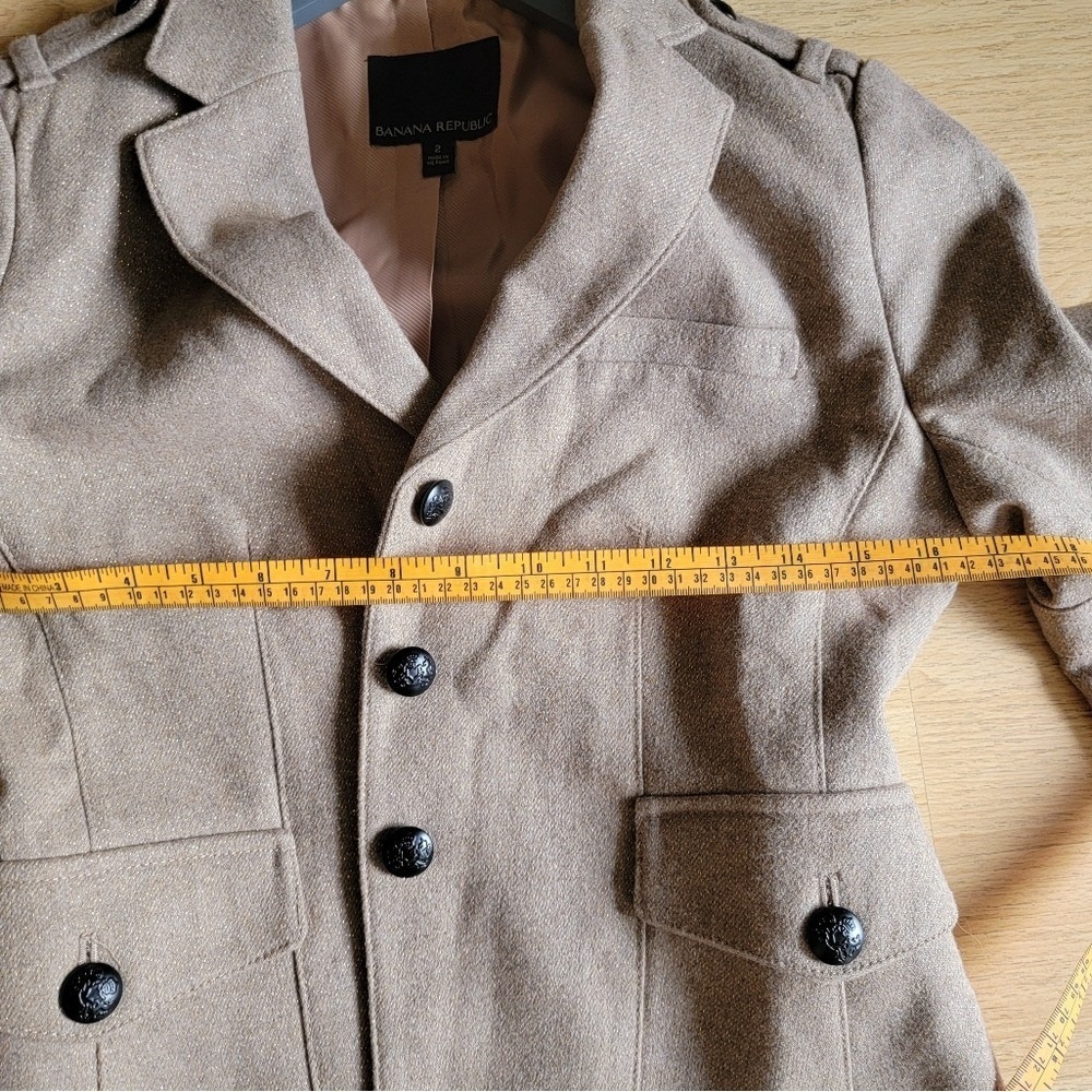 Banana Republic Women's Size 2 Wool Blend Blazer Sparkle Metallic Gold Flecks - Picture 10 of 10